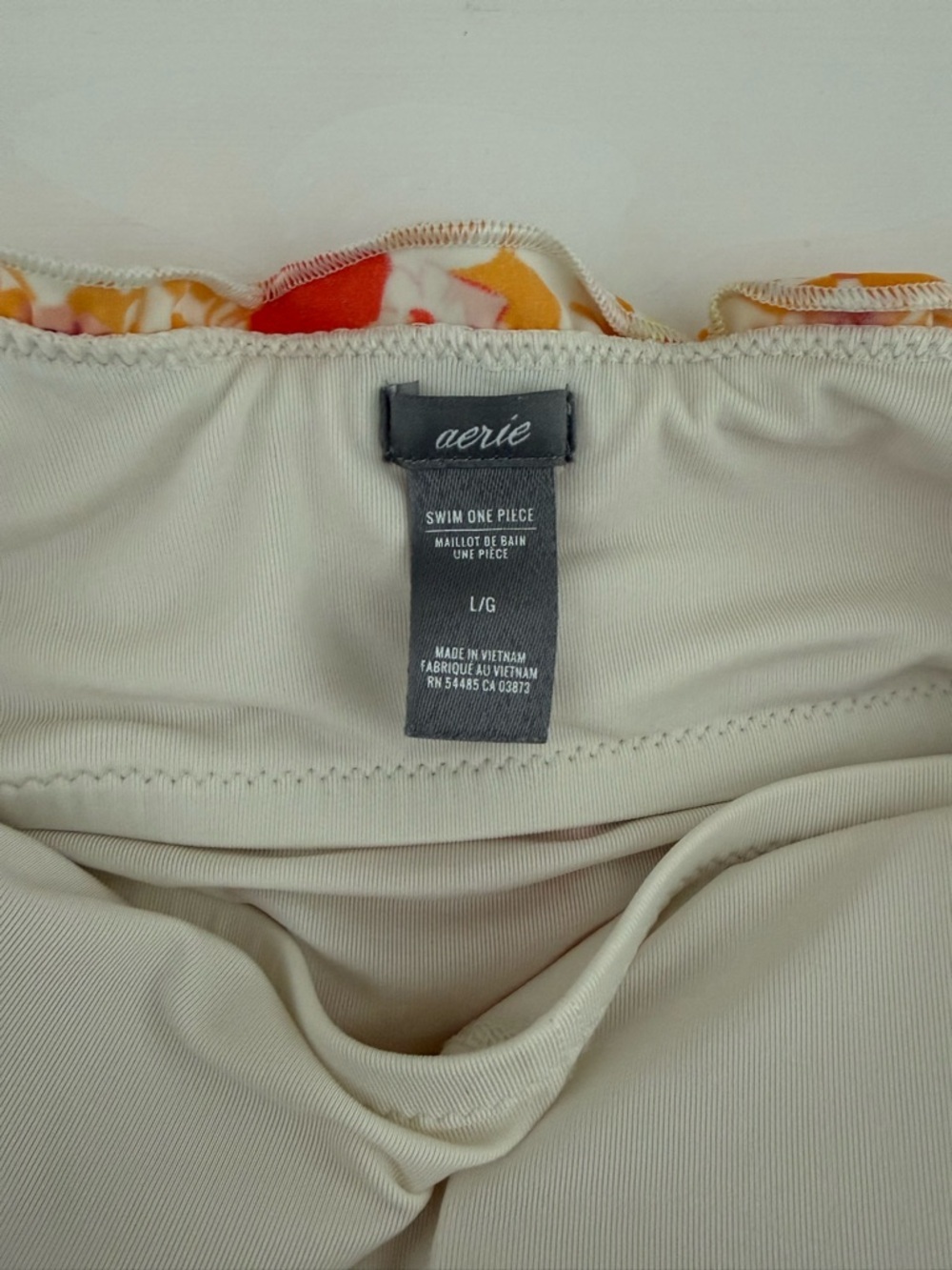 Aerie Floral One Piece Swimsuit Large Retro Orange Ruffle - Picture 3 of 9